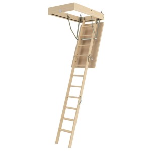 Schody Strychowe Fakro LWS Plus (70x120/280 cm) z drewnianą drabinką, U=1,1 W/m²K